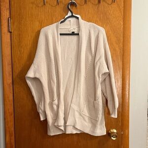 Universal Thread Cream Ribbed Open-Front Cardigan